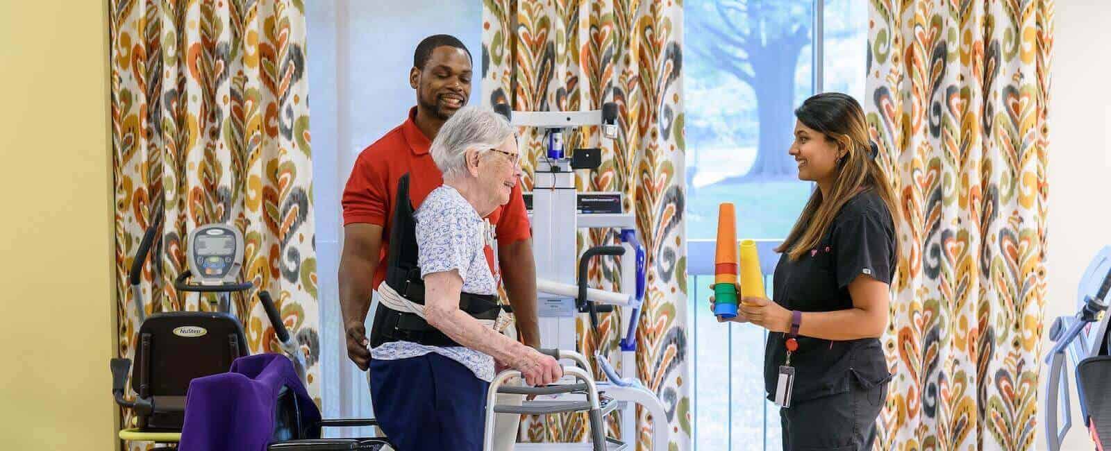 Stroke recovery patient doing physical therapy