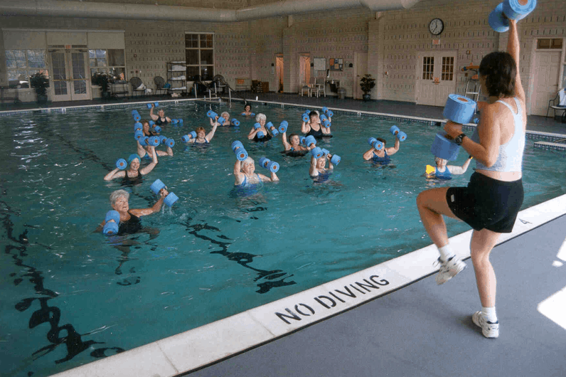 water aerobics at campus pool