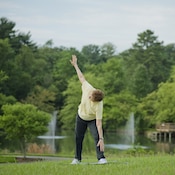 resident doing yoga