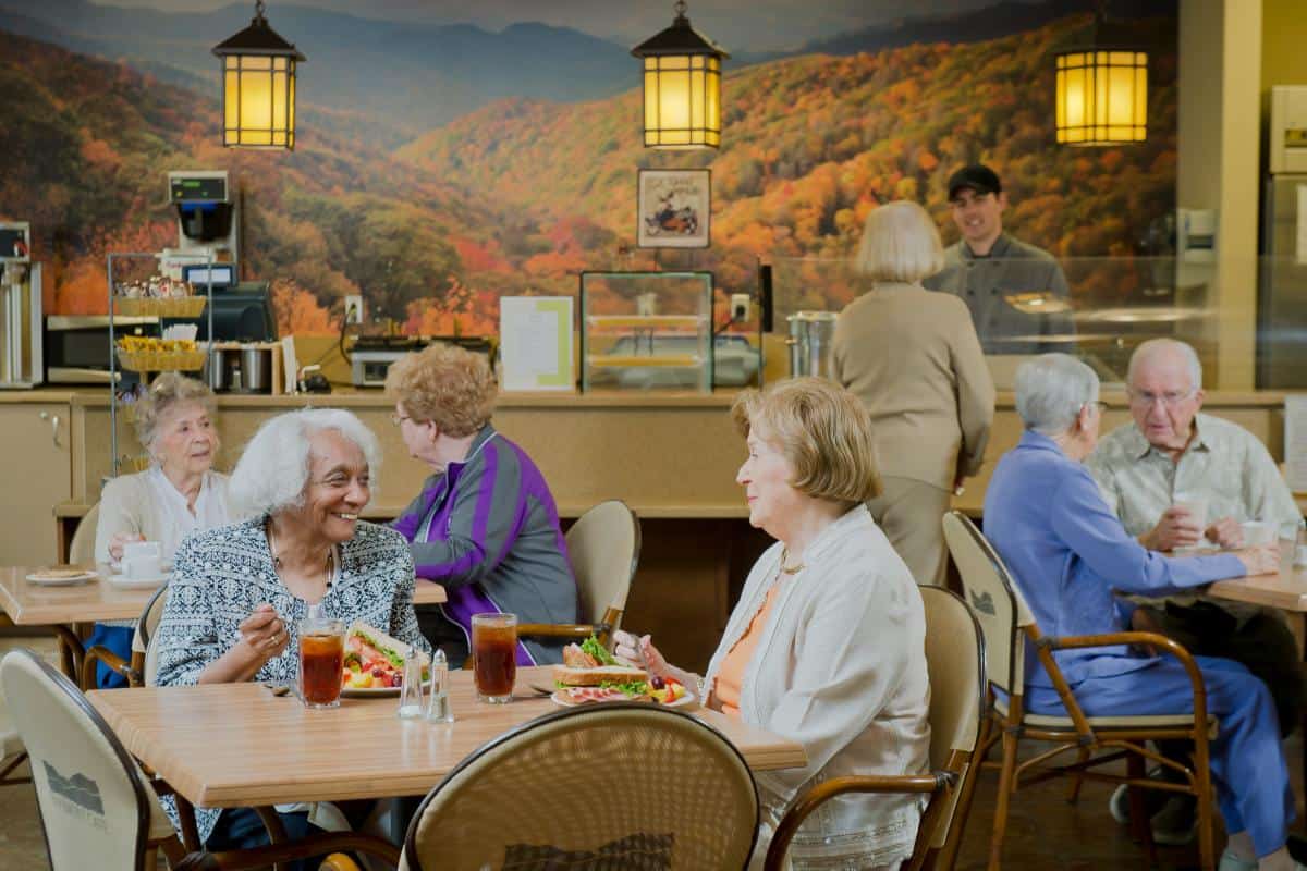residents enjoying dining