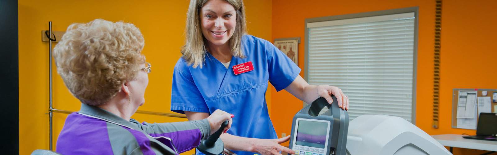 Nurse with resident at rehabilitation in Asbury Place Kingsport