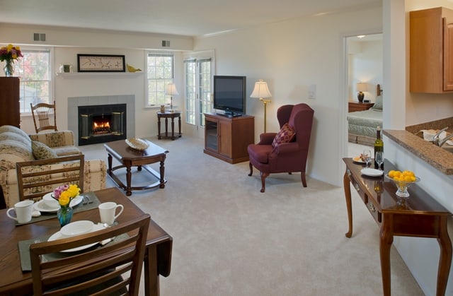 living and dining area of garden home