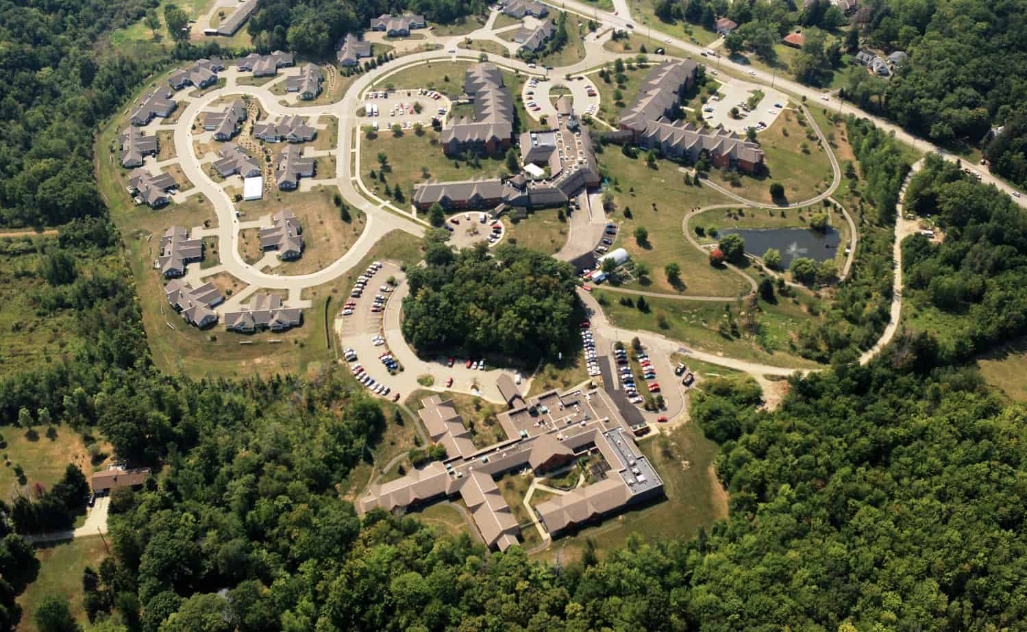 aerial view of springhill campus