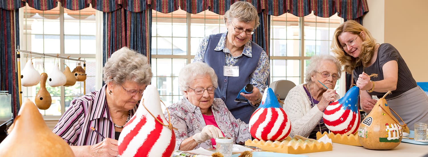 Residents doing arts and crafts