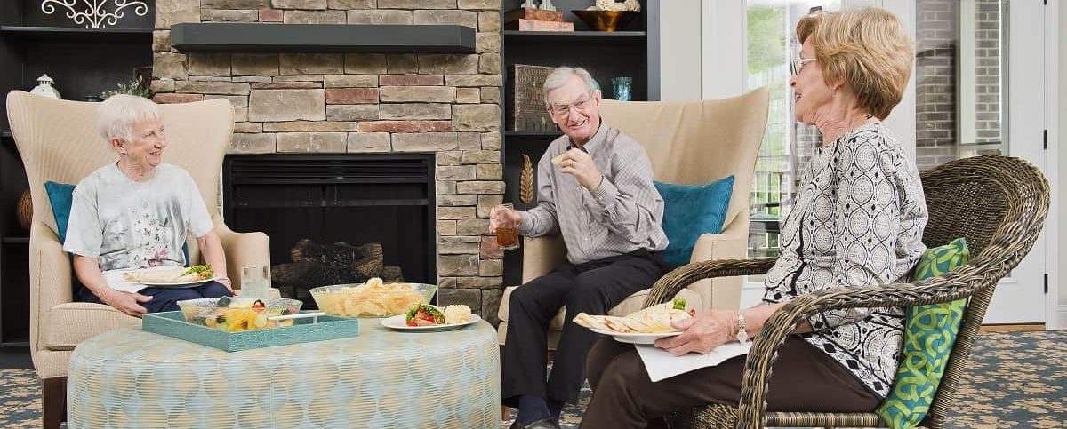 Residents eating in clubhouse