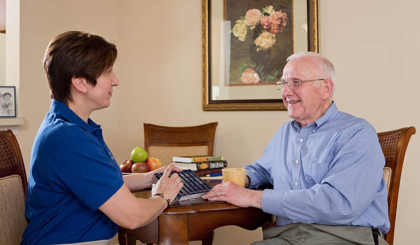 resident working wtih home health services