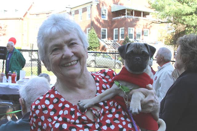 resident and her pug