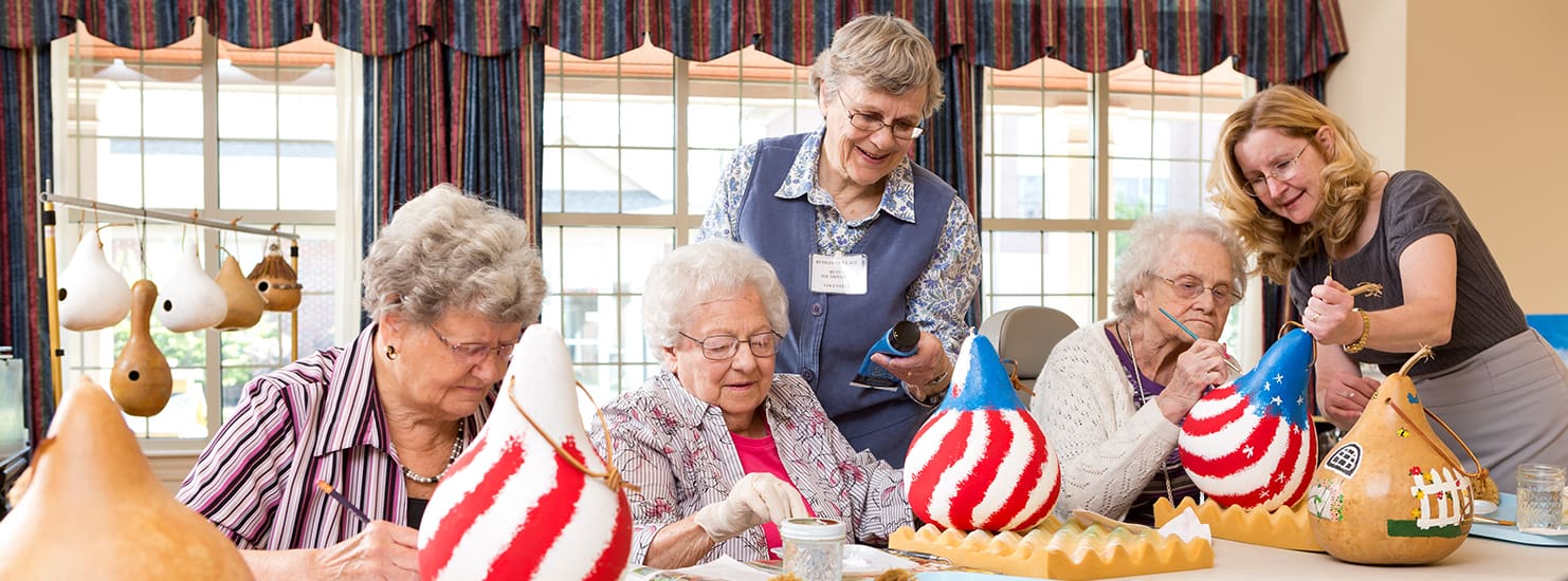 residents doing crafts