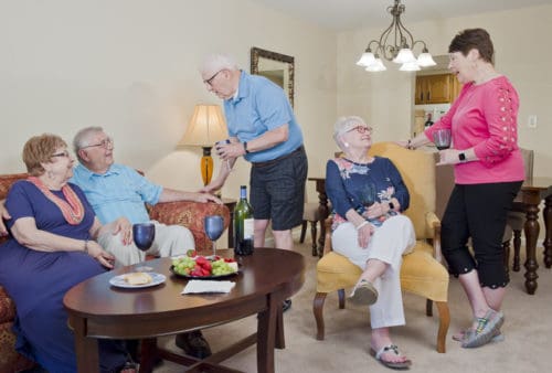 residents socializing at bethany west apartments