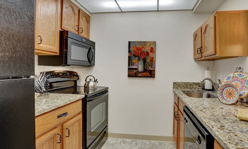 kitchen area of bethany apartments