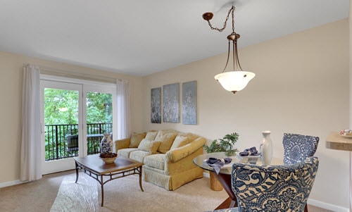 living room area of bethany apartments