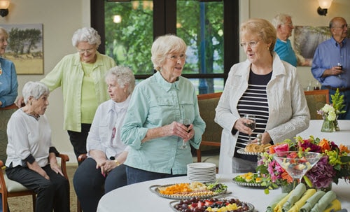 residents enjoying happy hour at asbury place maryville