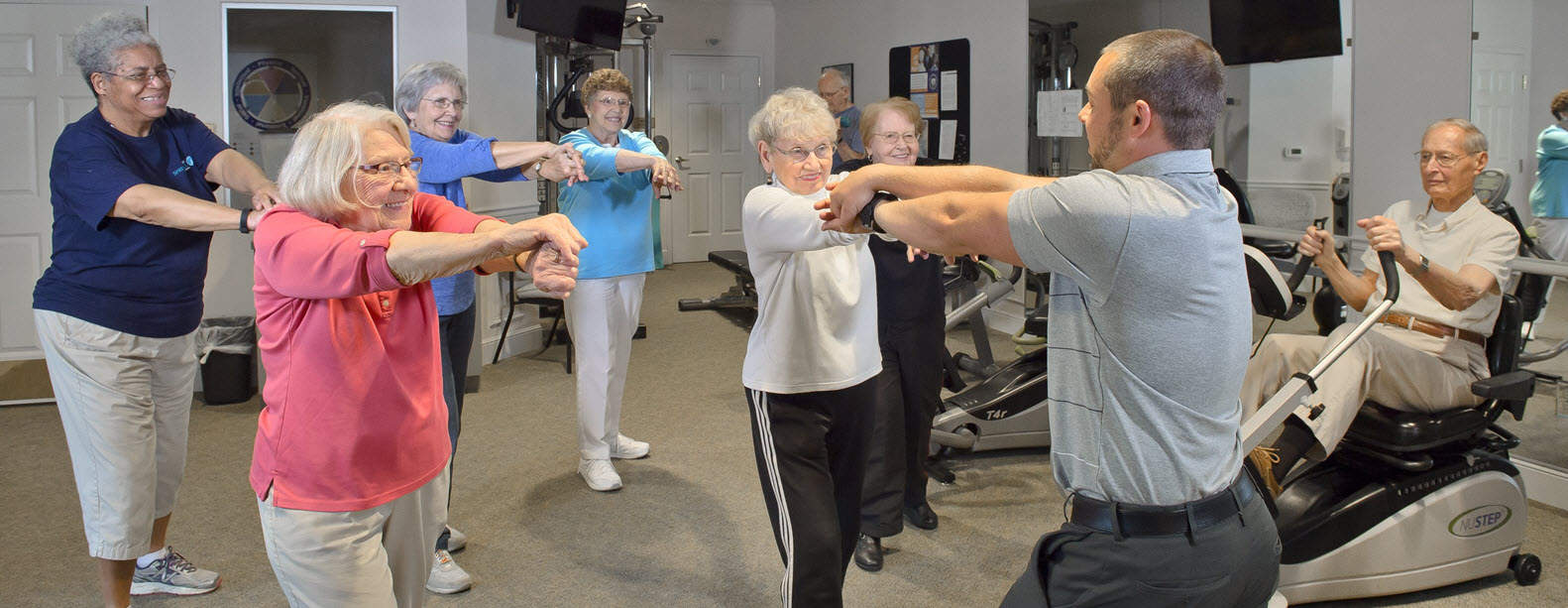 residents enjoying the fitness classes at springhill