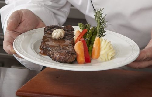 Steak dinner at the dining room