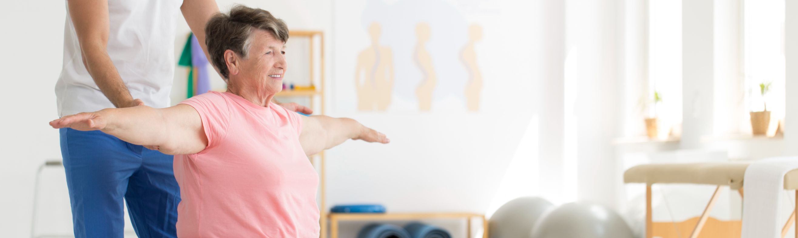 resident doing rehabilitation with nurse