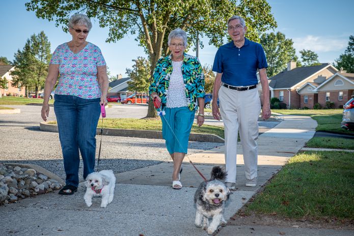 residents walking dogs at Normandie Ridge