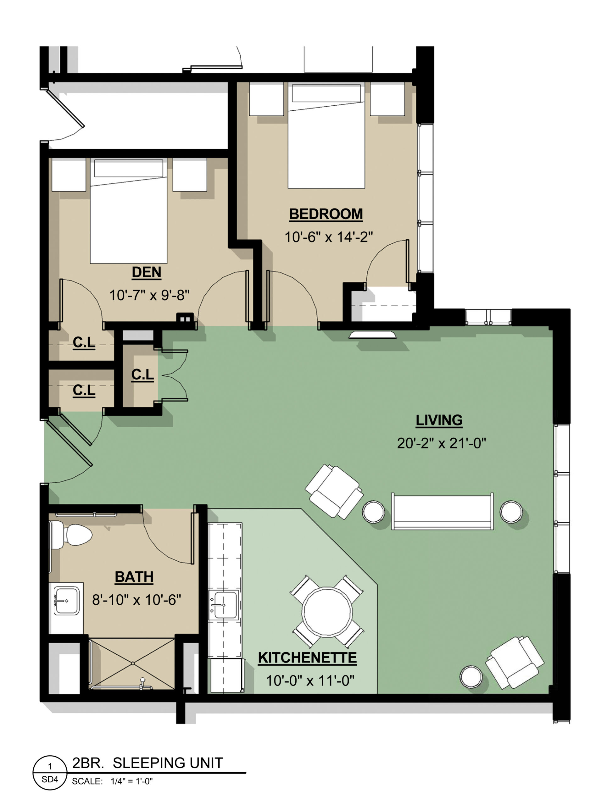 Normandie Ridge 2 bedroom alcove apartment floor plan