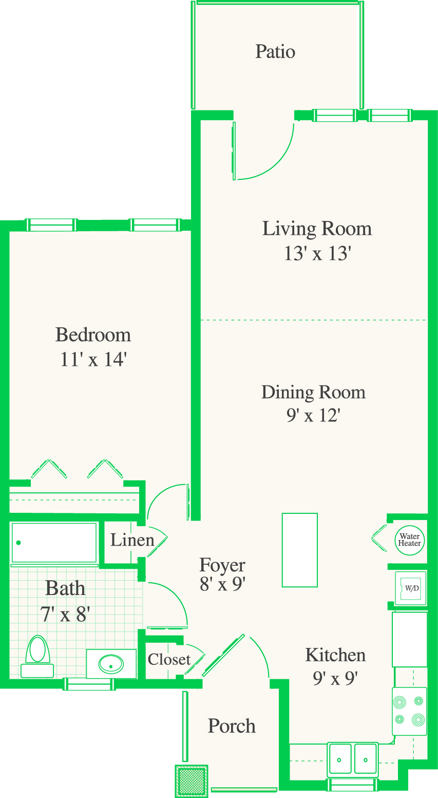 Normandie Ridge 1 bedroom mercer cottage floor plan