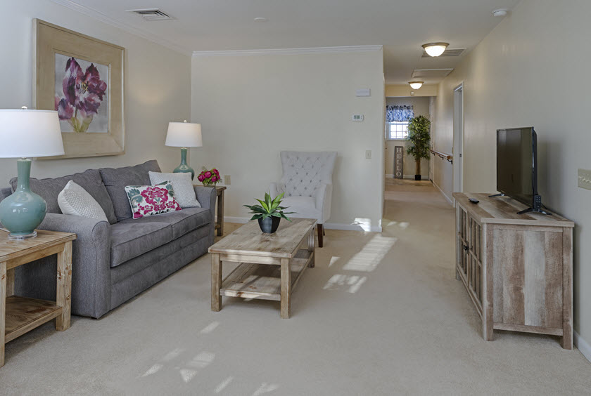 cottage living room and hallway