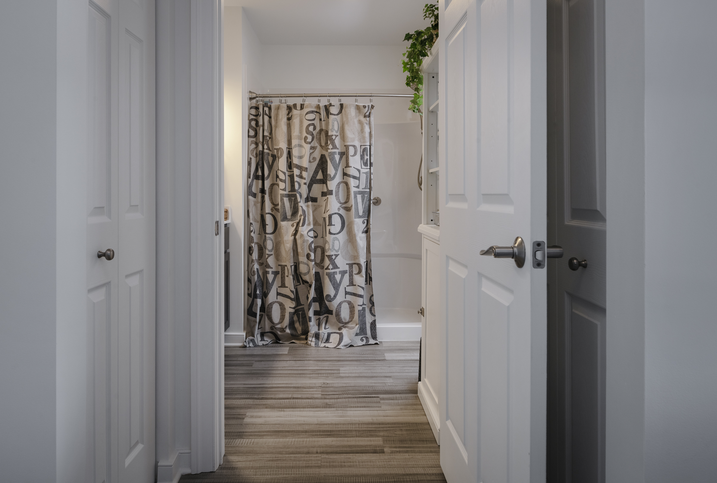 doorway into cottage bathroom