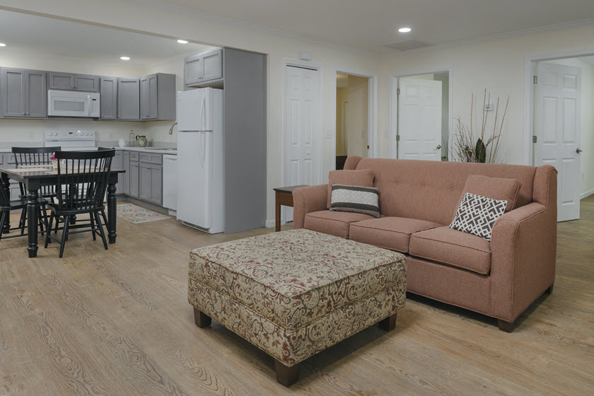 living room area at riverwoods cottage