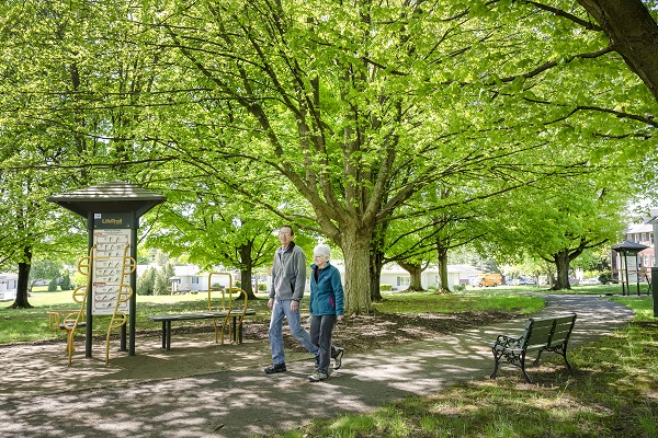 residents walking the trails at riverwoods