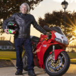 Senior Asbury resident, Lowell Martin, with their sportbike