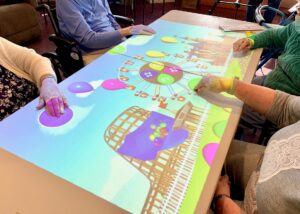 Obie Seniors virtual game board being used by residents of Kindley Assisted Living
