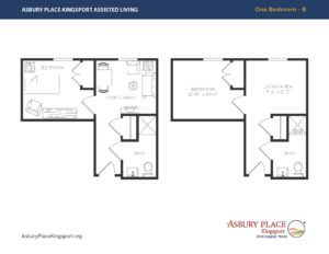 floor plan drawing of Assisted Living 1-Bedroom, Model B