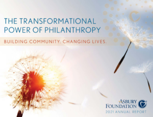 2021 annual report cover image transformational power of philanthropy with image of dandelion