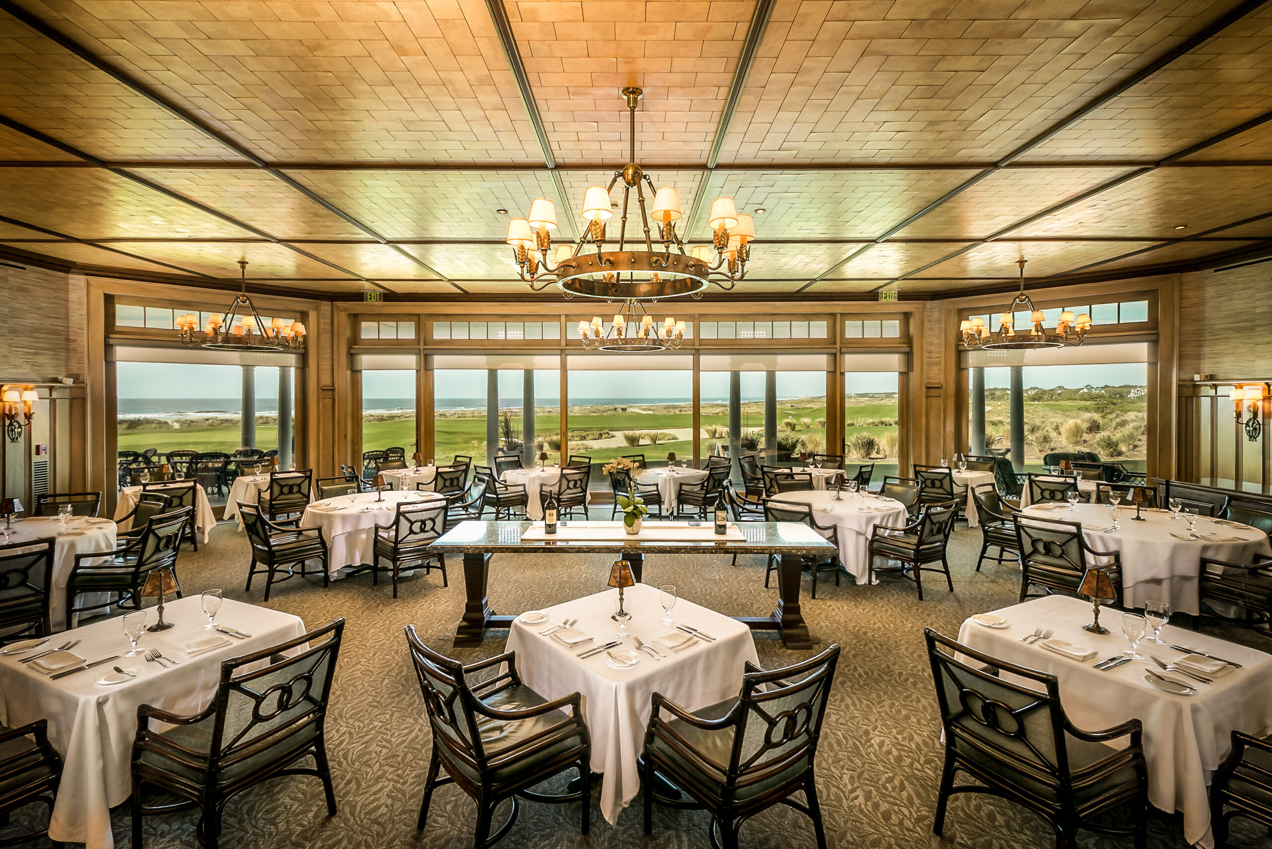 The Atlantic Room restaurant in The Ocean Course Clubhouse at Kiawah Island Golf Resort