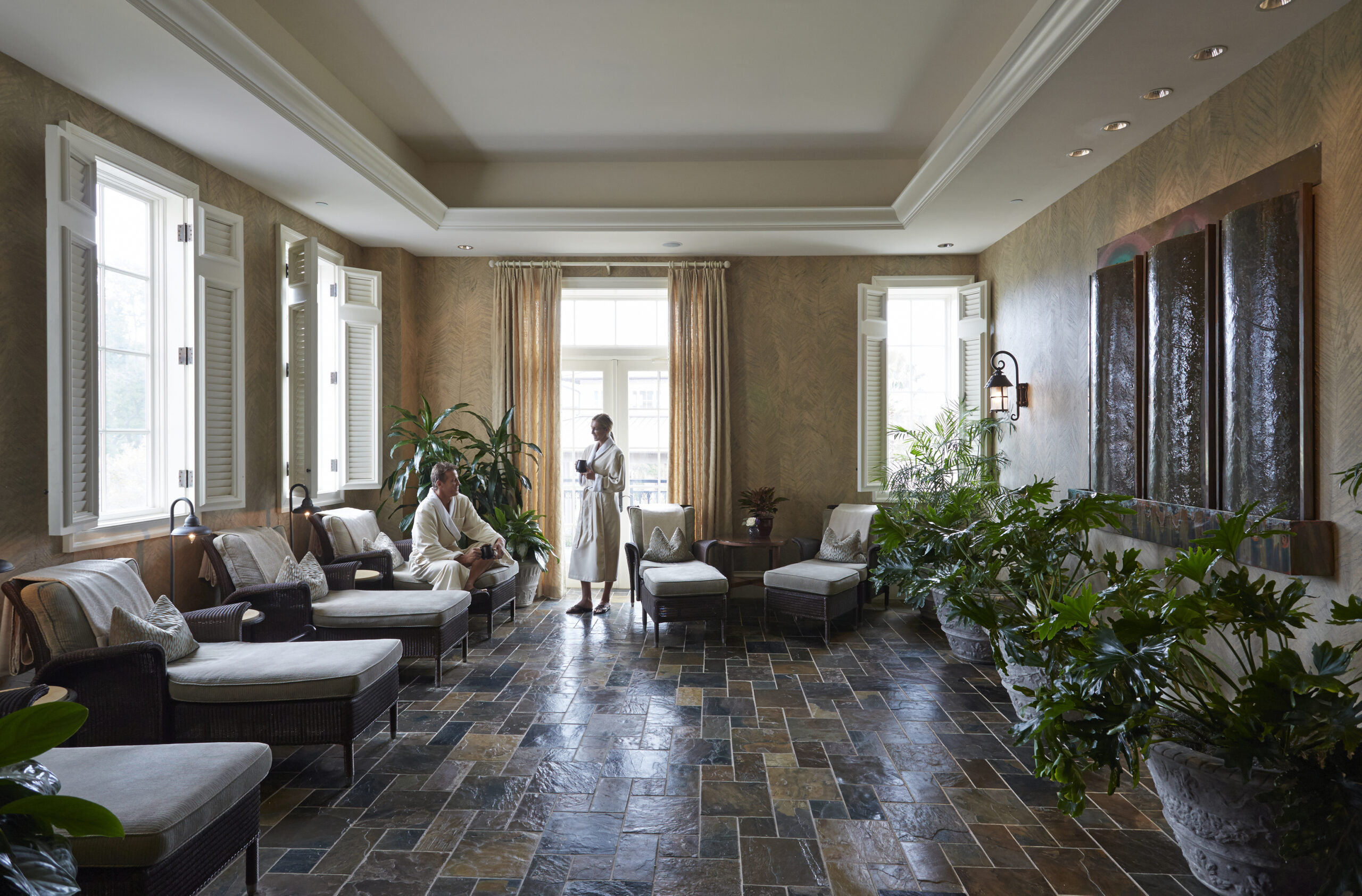 Couple pictured in Solarium at The Sanctuary Spa at Kiawah Resort