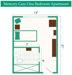 Normandie Ridge Personal Care Memory Care One Bedroom Apartment Floorplan