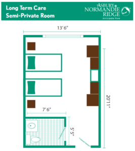 Normandie Ridge Skilled Nursing Semi Private Room Floorplan