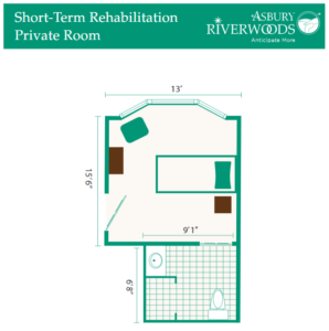 RiverWoods Skilled Nursing Short Term Rehab Private Room Floor Plan