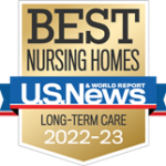 Gold badge from US News and World Report rating for best nursing home for long-term 2022-2023