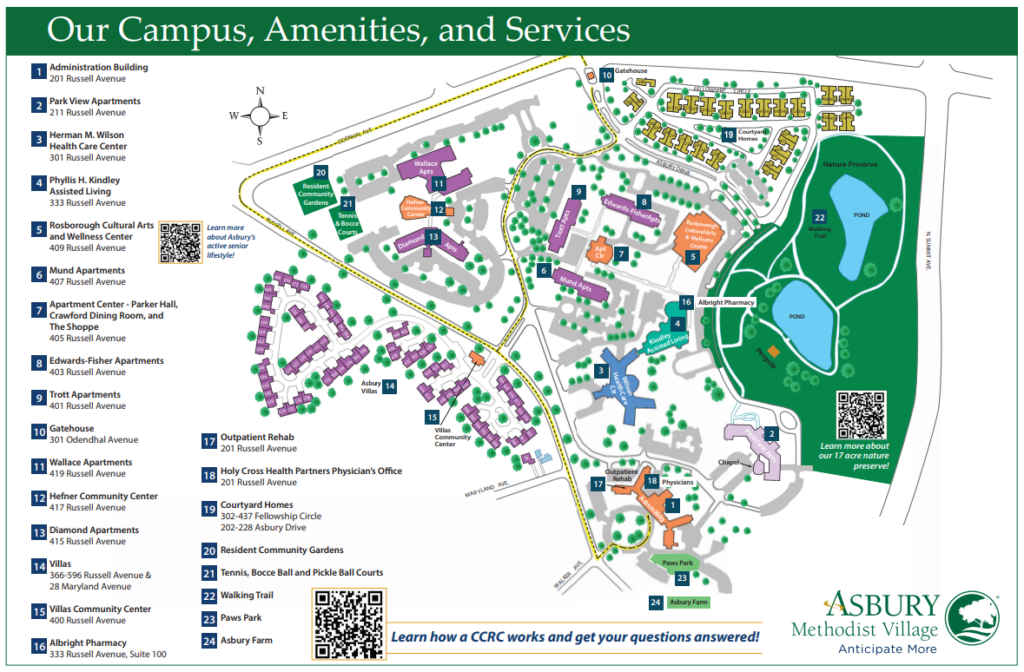 Asbury Methodist Village Campus Map