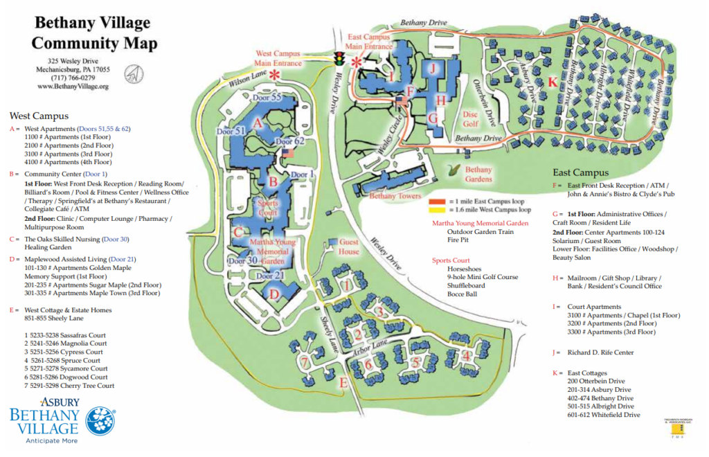 Bethany Village Campus Map