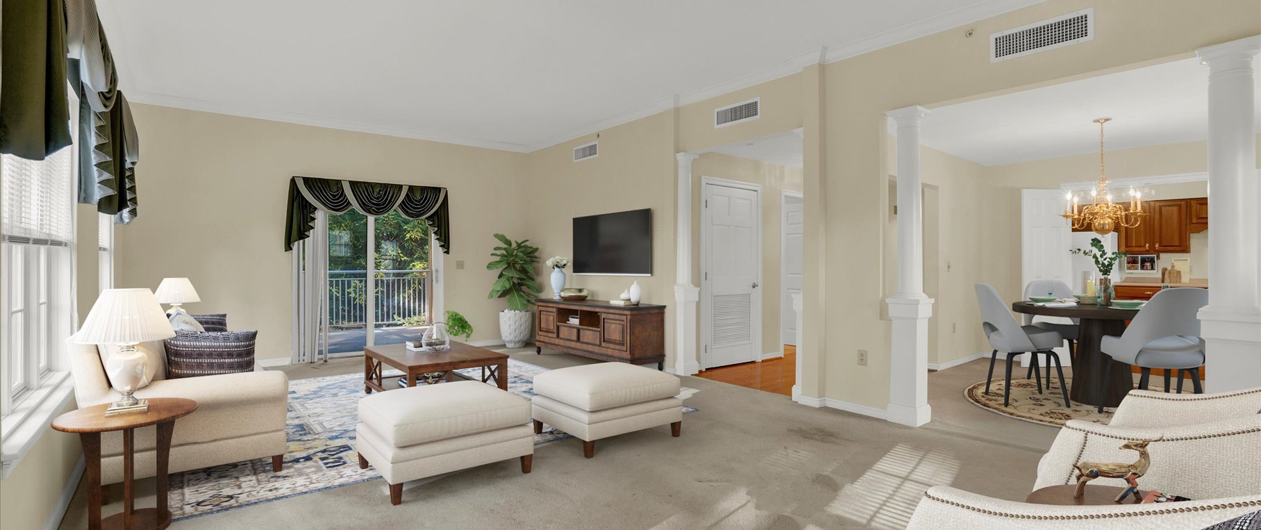 furnished living room with traditional decor