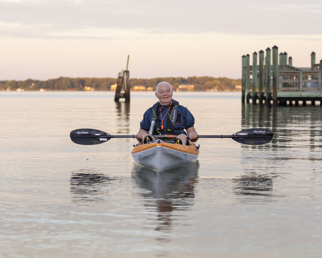 asbury solomons resident harlan higgins kayaking