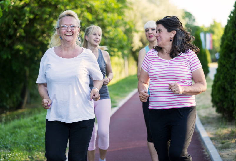 senior women jogging